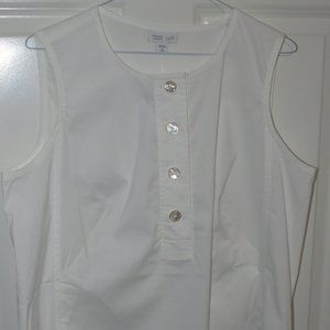 Women's J. Jill Sleeveless Four Button White Shirt
